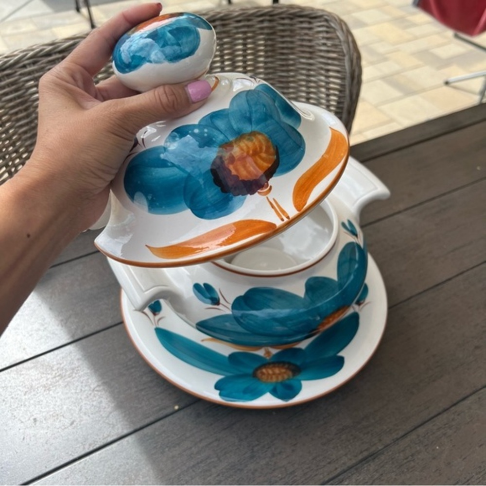 VINTAGE Hand painted ALCOBACA soup tureen with ladle|Made in Portugal